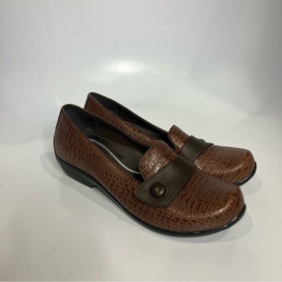 Dansko Olena loafers brown alligator embossed leather black size 38 7.5 - Picture 3 of 7